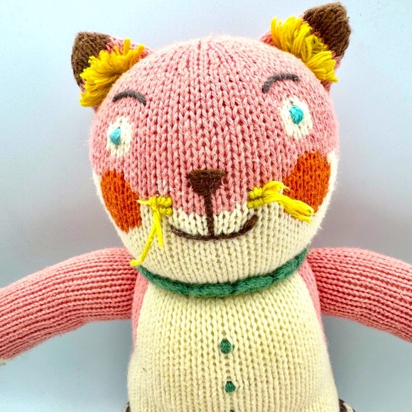 Adorable Pink and Cream Hand Knit Plush Suzette the Fox by Blabla - Picture 3 of 5